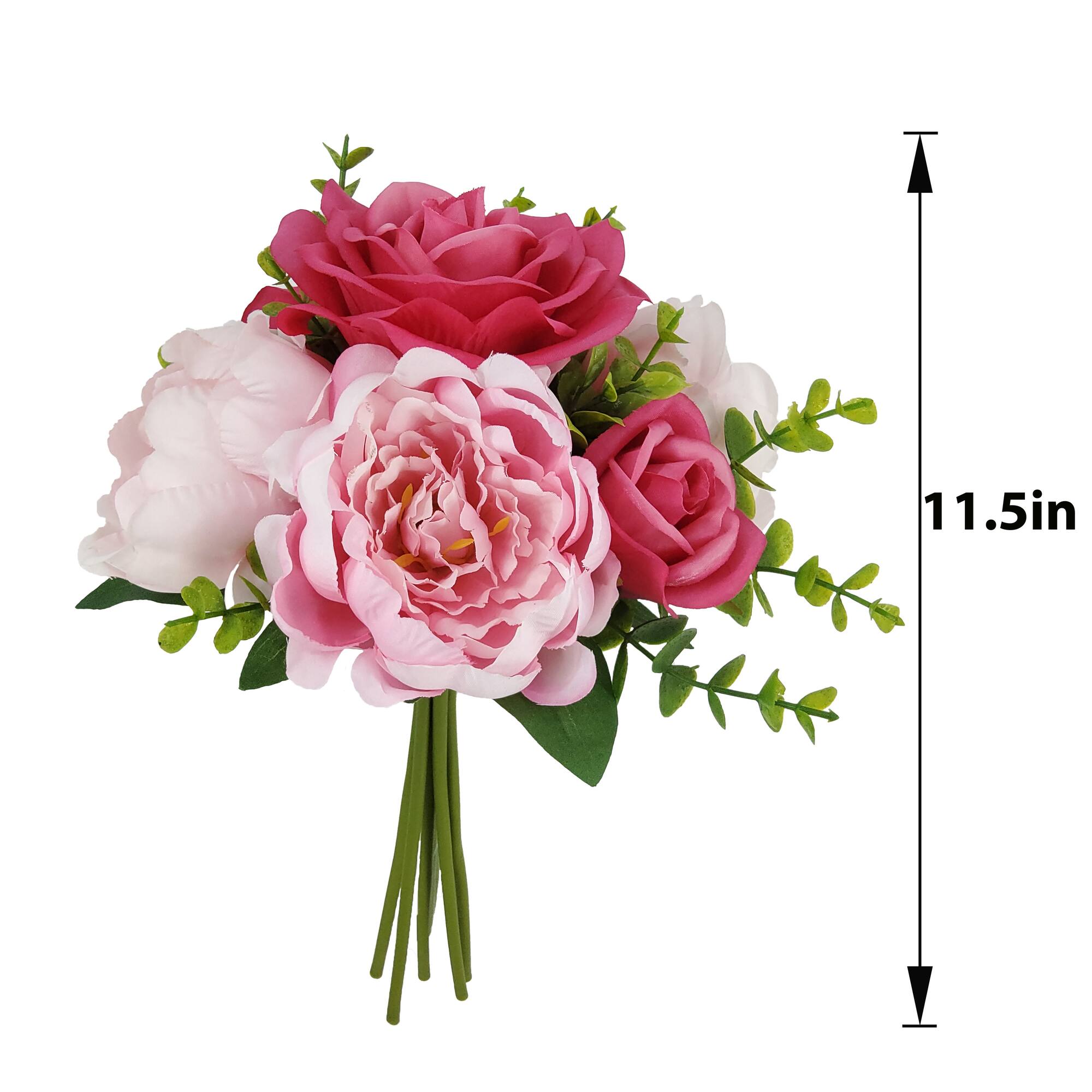 11.5" Fuchsia & Pink Peony & Rose Bouquet by Ashland®